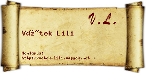 Vétek Lili névjegykártya
