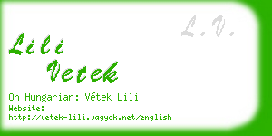 lili vetek business card